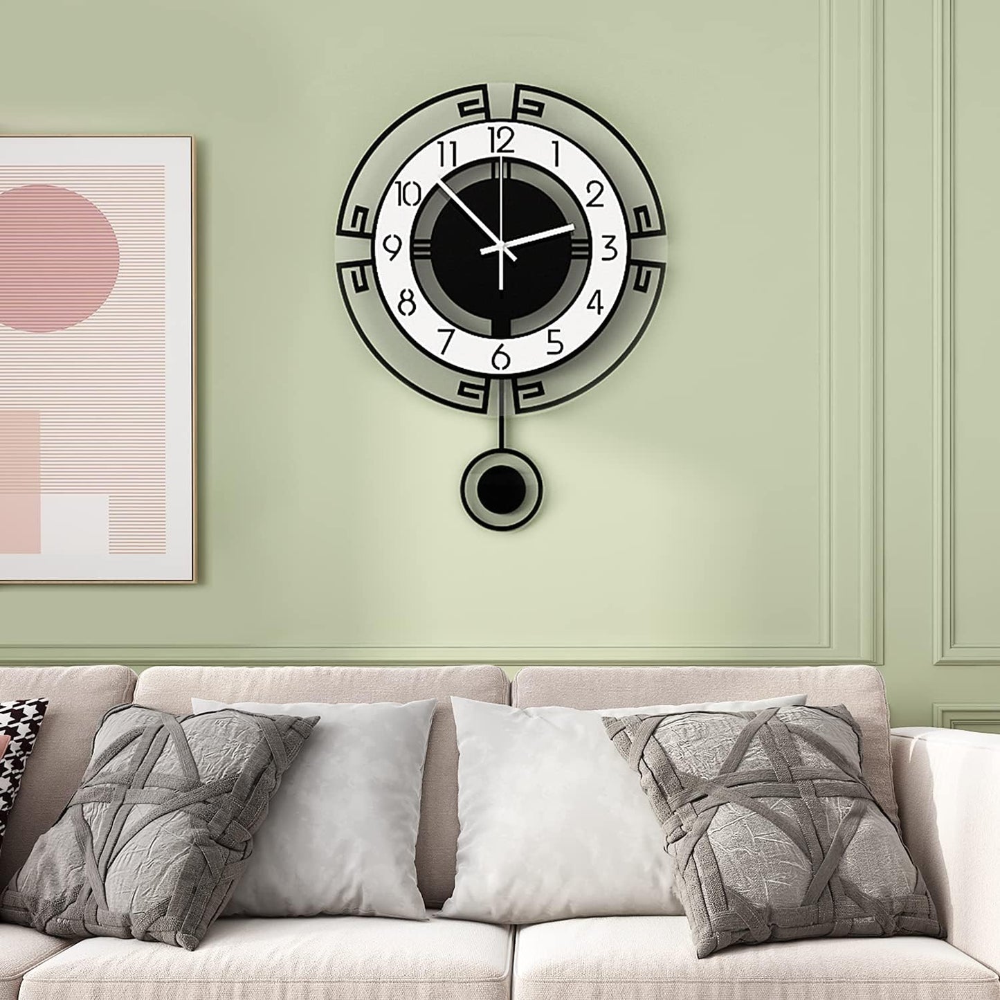 MEISD Modern Decorative 21 Inch Big Silent Wall Clock for Living Room, Bedroom, Kitchen, Home Office - Battery Operated, Analog Display