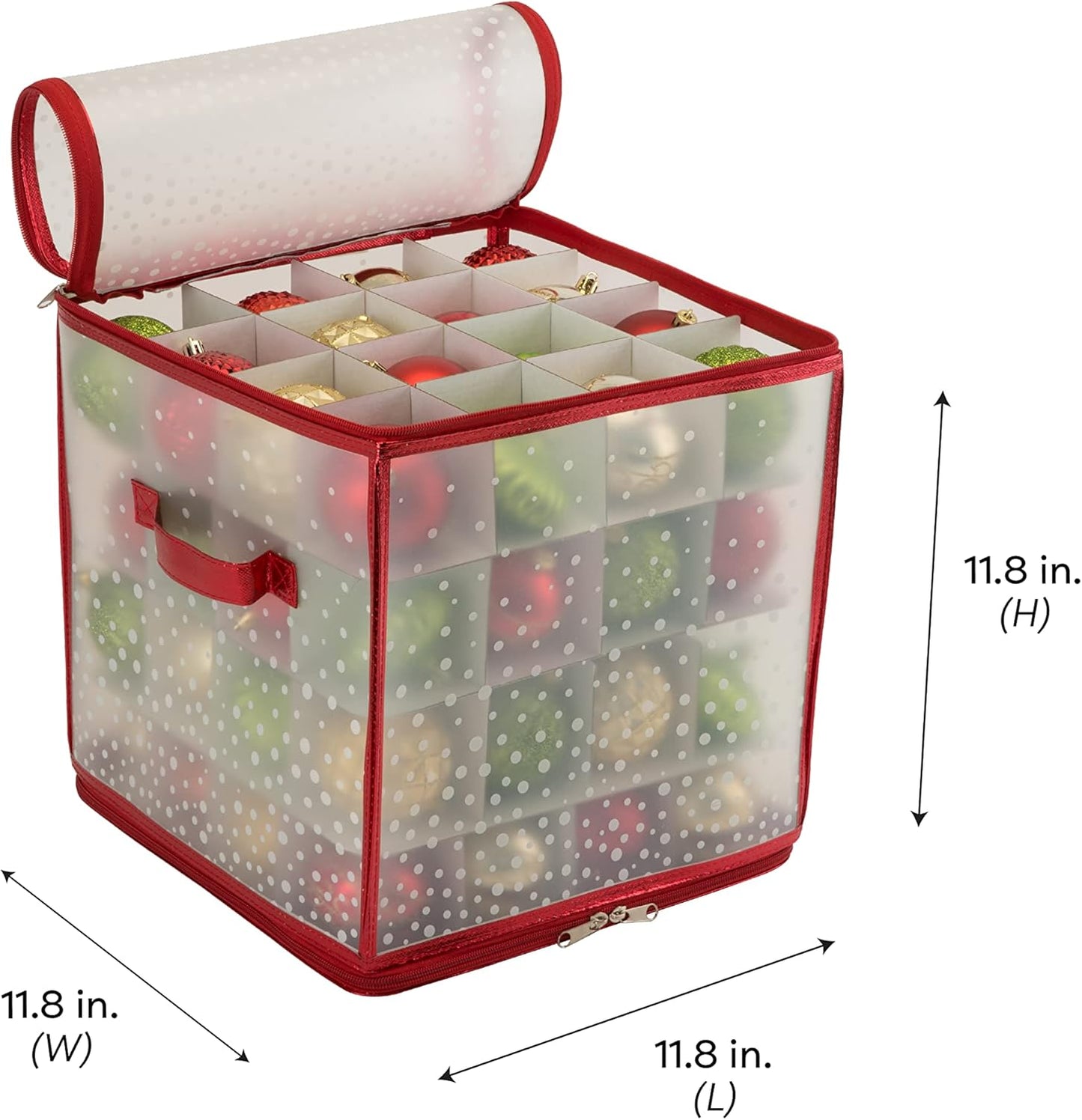 Ornament Storage Organizer for 112 Ornaments | Zipper Closure | Space-Saving Red Design