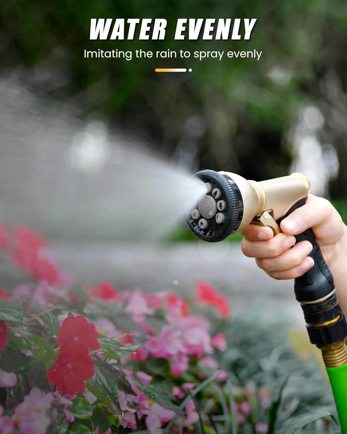 RAINPOINT Garden Hose Nozzle - Heavy Duty Metal Sprayer with 9 Adjustable Spray Patterns | Ideal for Watering Plants and Pets, Gray