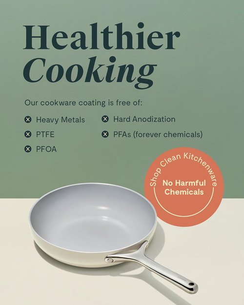 Caraway Nonstick Ceramic Mini Fry Pan - Non-Toxic, PTFE & PFOA Free | Oven Safe, 8" (1.05 qt) - Cream