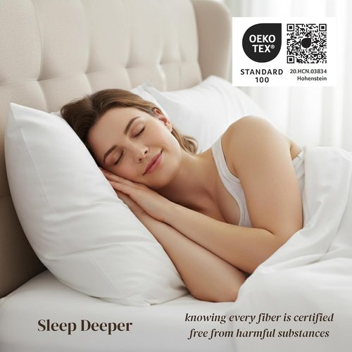 Beckham Hotel Collection Pillowcases - Queen Size Set of 2 | Cool Touch Cotton Sateen, 500TC, Silky Soft, White