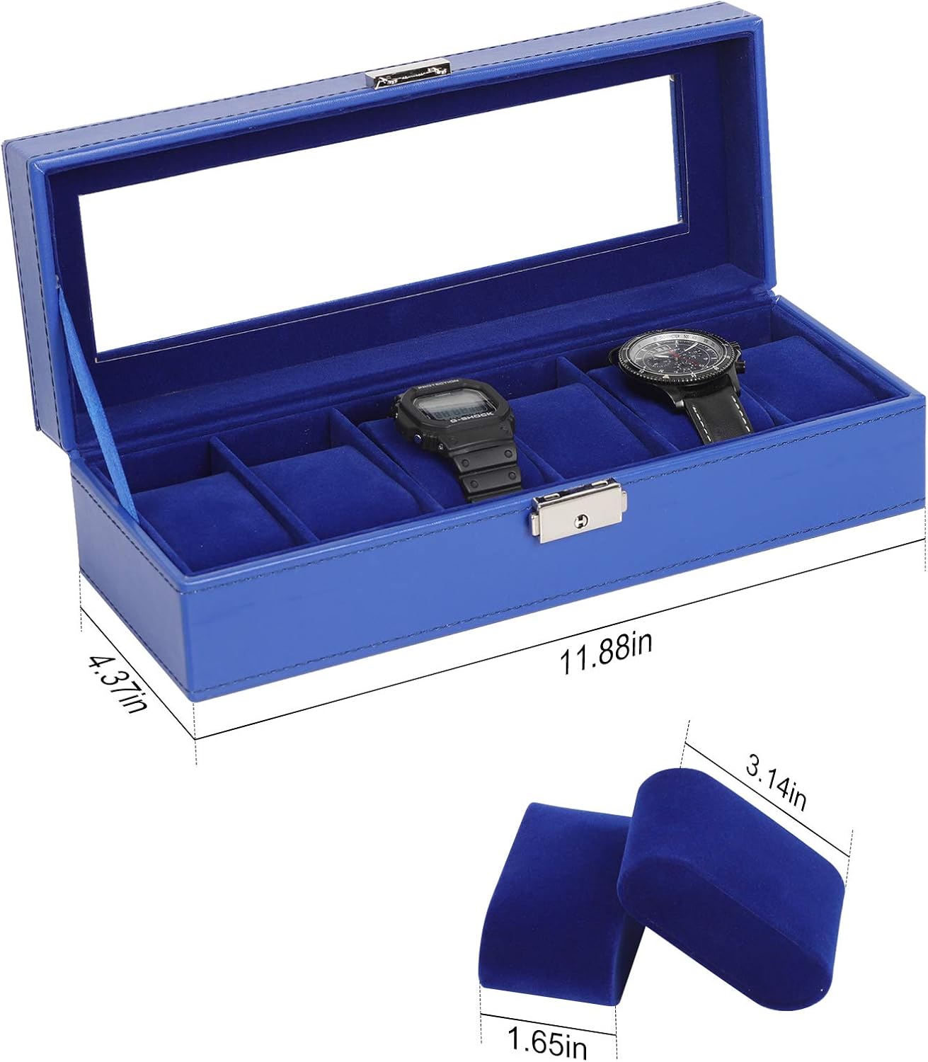 Men's Black 6-Slot Watch Box Organizer | Elegant Display & Storage Case