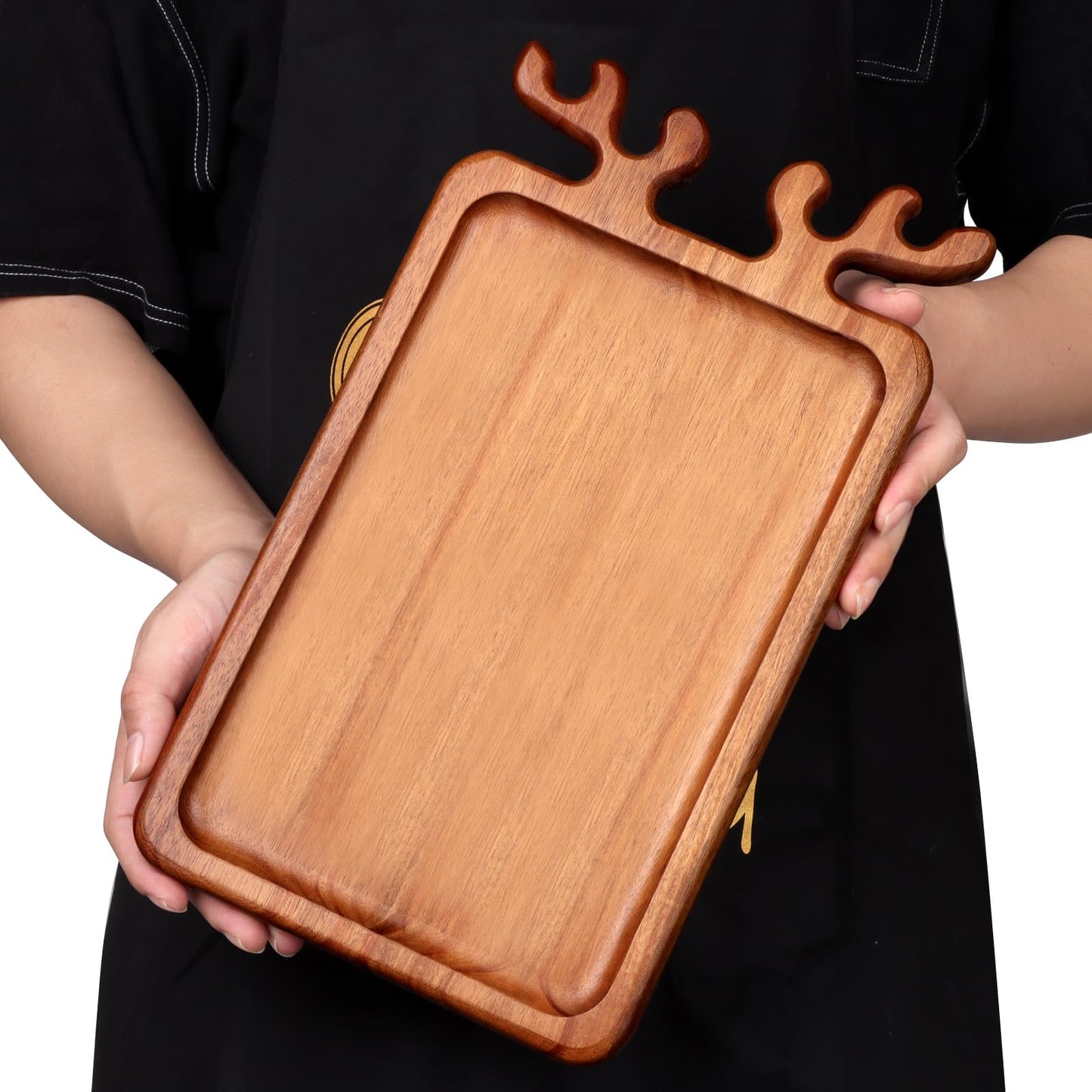 Decor Christmas Appetizer Platter for Xmas Charcuterie Board Wood Tray Kitchen Xmas Decoration Wooden Cheese Board Serving Dish Dessert Plate Reindeer Cookie Platters Gift