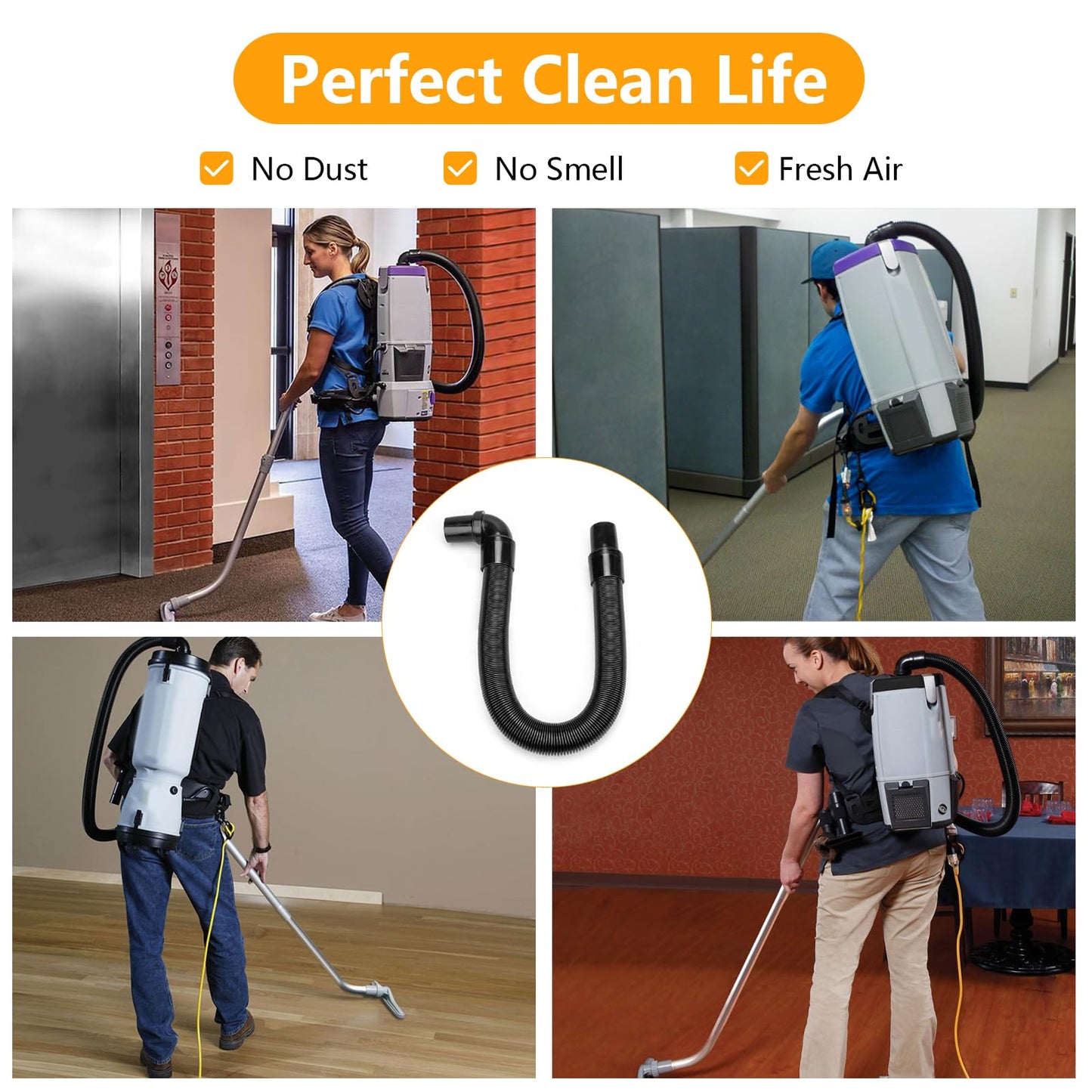 103048 Static-Dissipating Backpack Vacuum Hose Compatible with ProTeam Vacuum Hose with 1-1/2-inch Cuffs, Also fits Pro-Team Super Coach, Mode 6, and other Models - Replacement Backpack Vacuum Hose