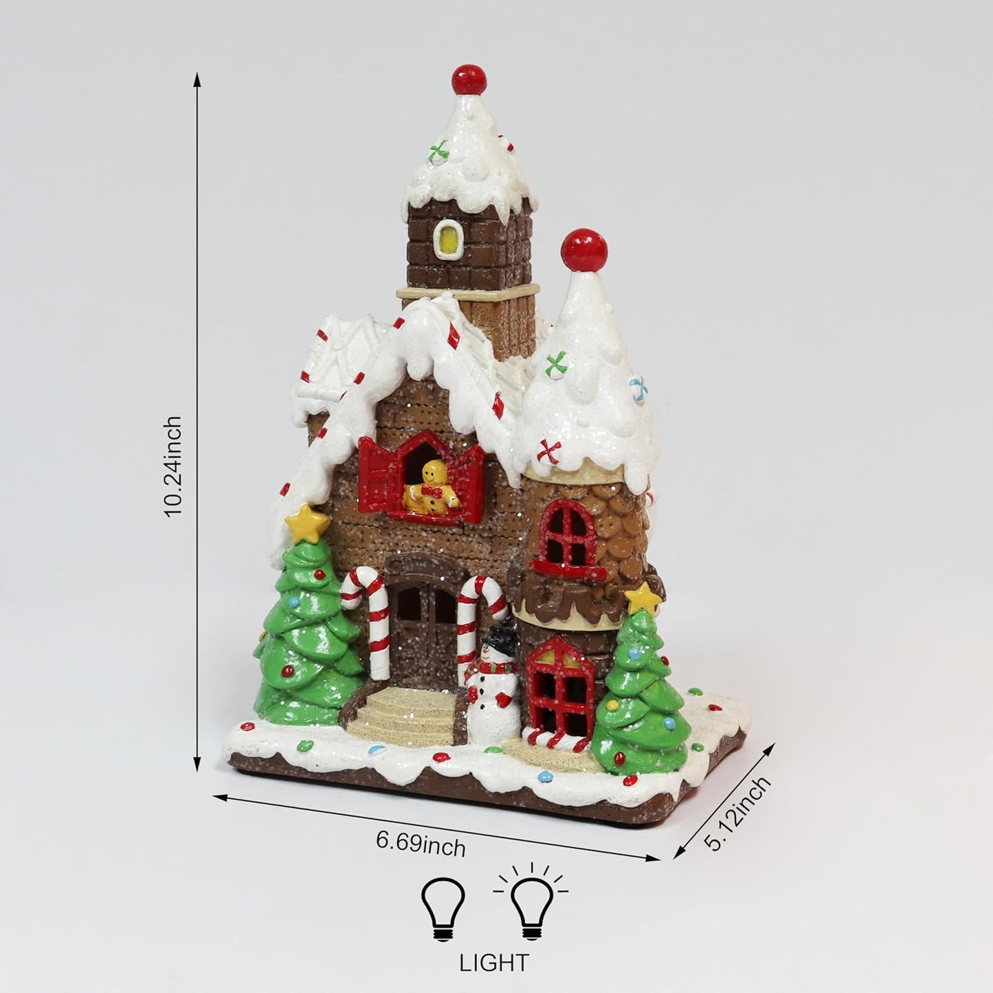Moments In Time Christmas Gingerbread House - Hand-Painted Resin Décor with LED Lights | 10”H Tabletop Display