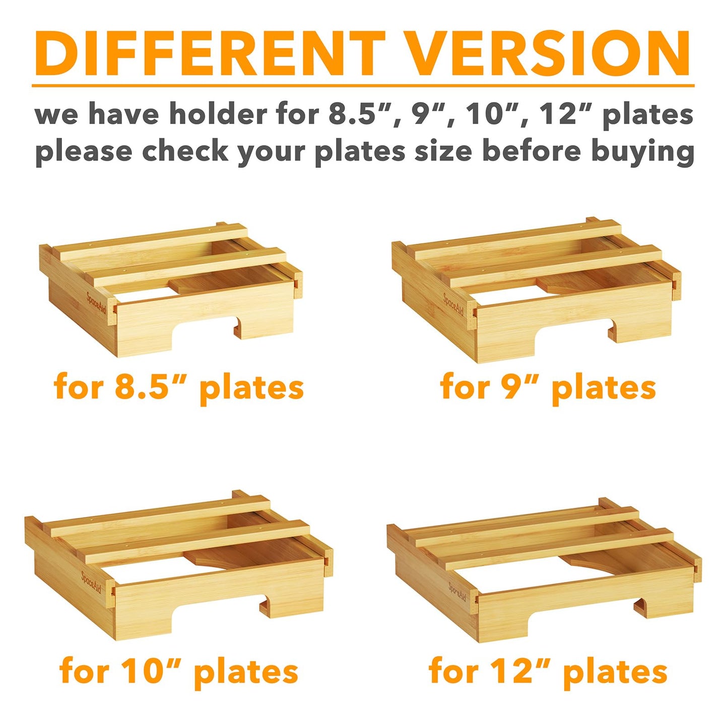 SpaceAid 8.5-inch Paper Plate Dispenser, Under Cabinet Bamboo Plates Holder, Kitchen Counter Vertical Dipensers Holders Countertop Caddy, Bamboo