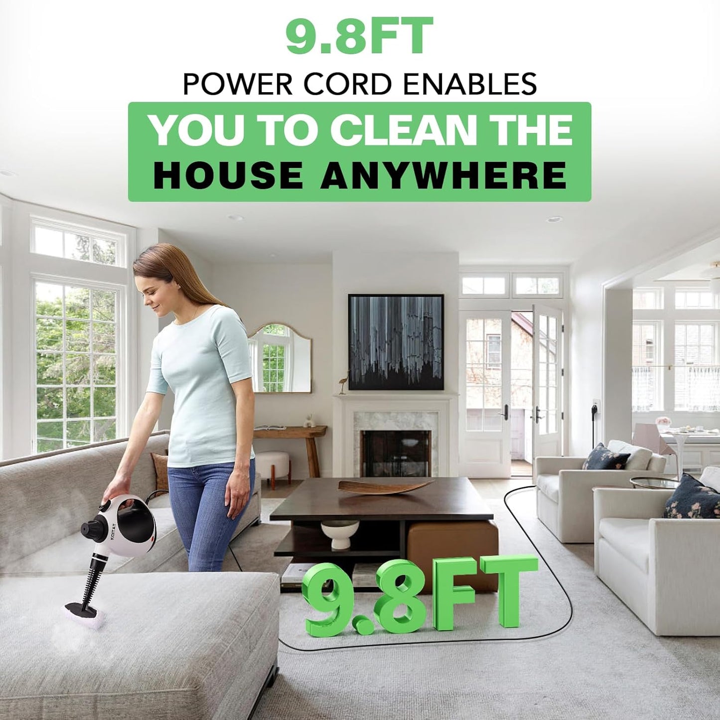 Skiennix Handheld Steam Cleaner - Portable Upholstery Steamer with 10 Accessories | Safe Grime Removal