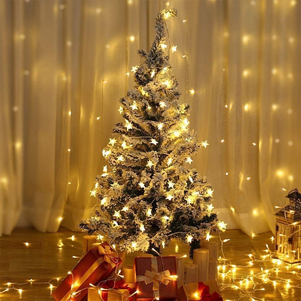WFGGEH Star Fairy String Lights - 10ft USB Powered 20 LED Warm White for Party & Home Decor