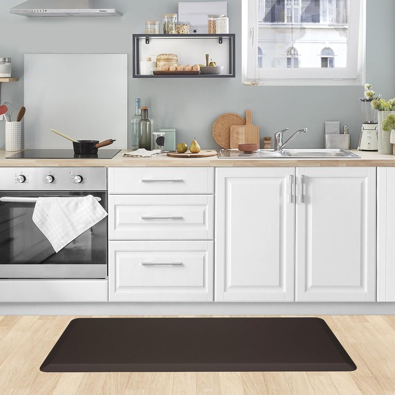 KitchenClouds Kitchen Mat Cushioned Anti Fatigue Kitchen Rug 17.3"x39" Water Resistant Non Slip Kitchen Rugs and Mats Standing Desk Mat Comfort Floor Mats for Kitchen House Sink Office (Chocolate)
