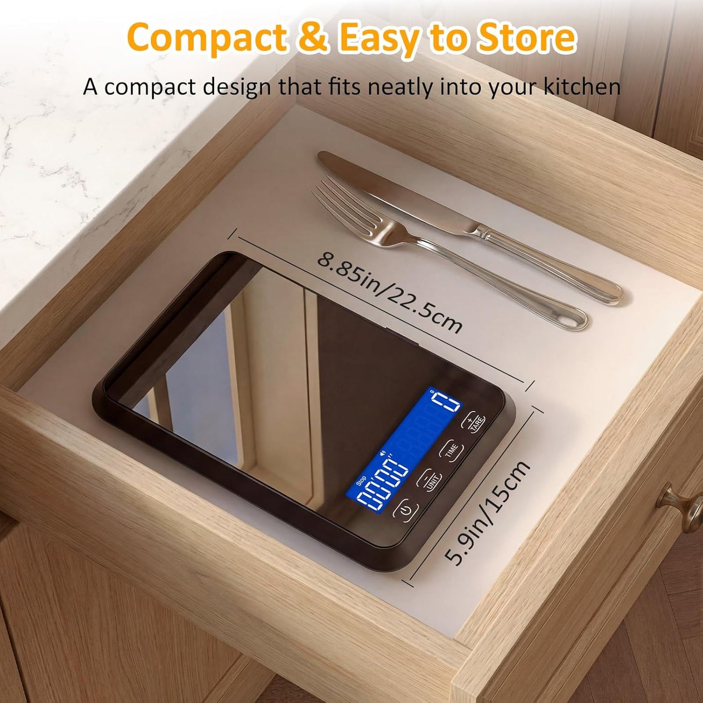 Letron Food Scale - 33 lb High Precision Kitchen Scale for Sourdough Bread | Rechargeable, 7 Units, Tare Function