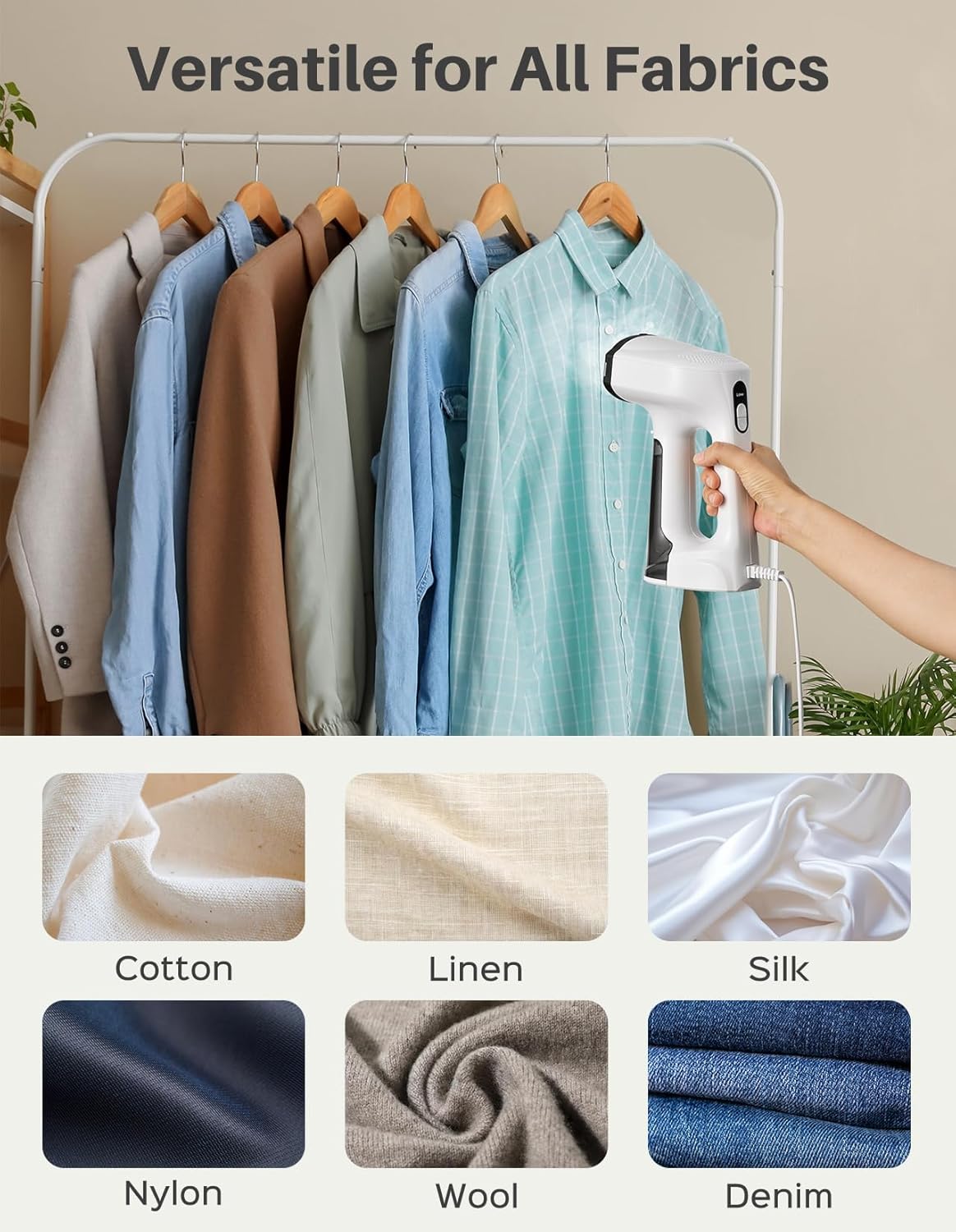 Sweepulire Handheld Clothes Steamer - 3500Pa Suction, 3 Modes, LED Display | Portable 2-in-1 Ironing & Steaming, 160ml Tank