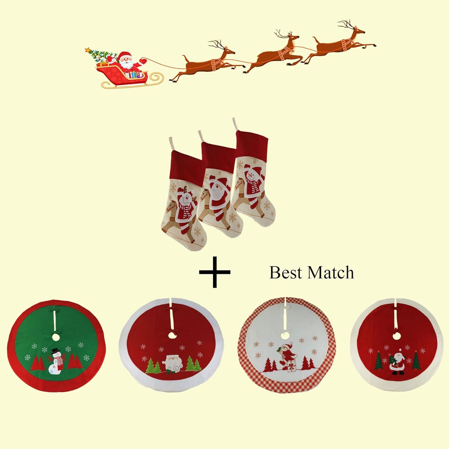 3D Plush Christmas Stockings Set - Santa, Snowman & Reindeer - Festive Holiday Decor for Kids & Family