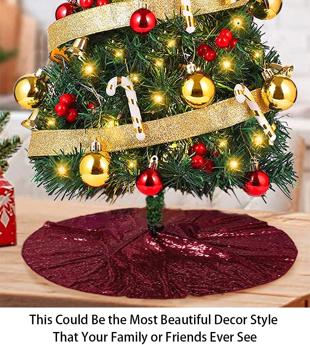 48-Inch Silver Sequin Christmas Tree Skirt - Reusable Holiday Decor for Festive Parties
