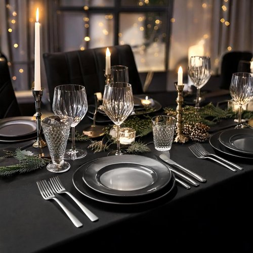 IVAPUPU 2 Pcs Black Table Cloth for Rectangle Table - 60 x 102 Inch Tablecloths Rectangular Cloths Waterproof Washable Wrinkle Resistant for 6 FT Tables Wedding Cocktail Party