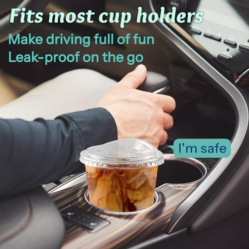Homestockplus 15 oz Clear Plastic Cups - Leak-Proof, BPA-Free Strawless Sip Lids | 100 Pack for Iced Coffee, Smoothies & Parties