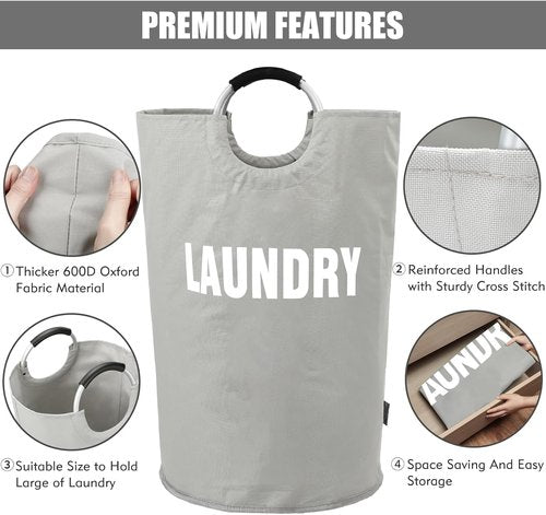 DOKEHOM 160L XX-Large Laundry Basket - Collapsible & Foldable Hamper in Grey | 7 Color Options Available