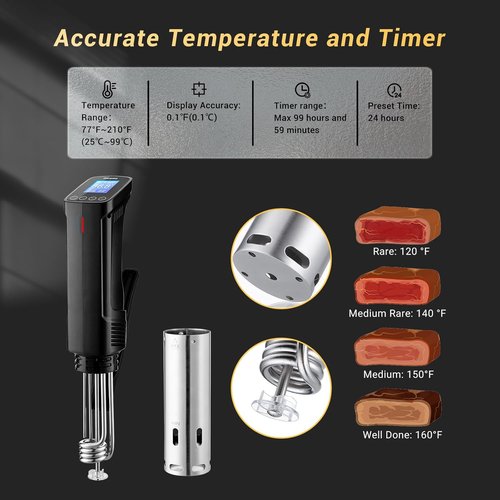 INKBIRD Sous Vide Cooker ISV-100W - 1000W Immersion Circulator with 14 Preset Recipes & Fast Heating Timer