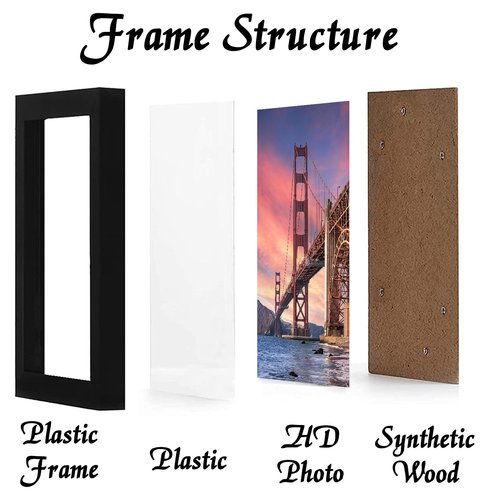 ijuerybai 6 Sets 11x17 Picture Frame, Frames for 11 x 17 Canvas Collage Photo Poster Certificate Wall Gallery, High Transparent Horizontal Vertical Black 11 by 17 Inches
