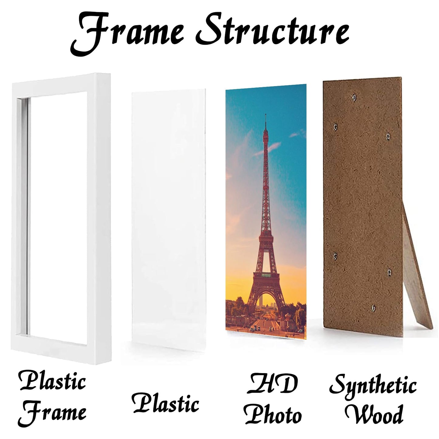 icariery 8.5x11 Picture Frame Set of 5, White Photo Frames High Transparent Wall Gallery Desktop Horizontal Vertical for Canvas Collage Photo Poster Certificate 8.5 x 11 inches