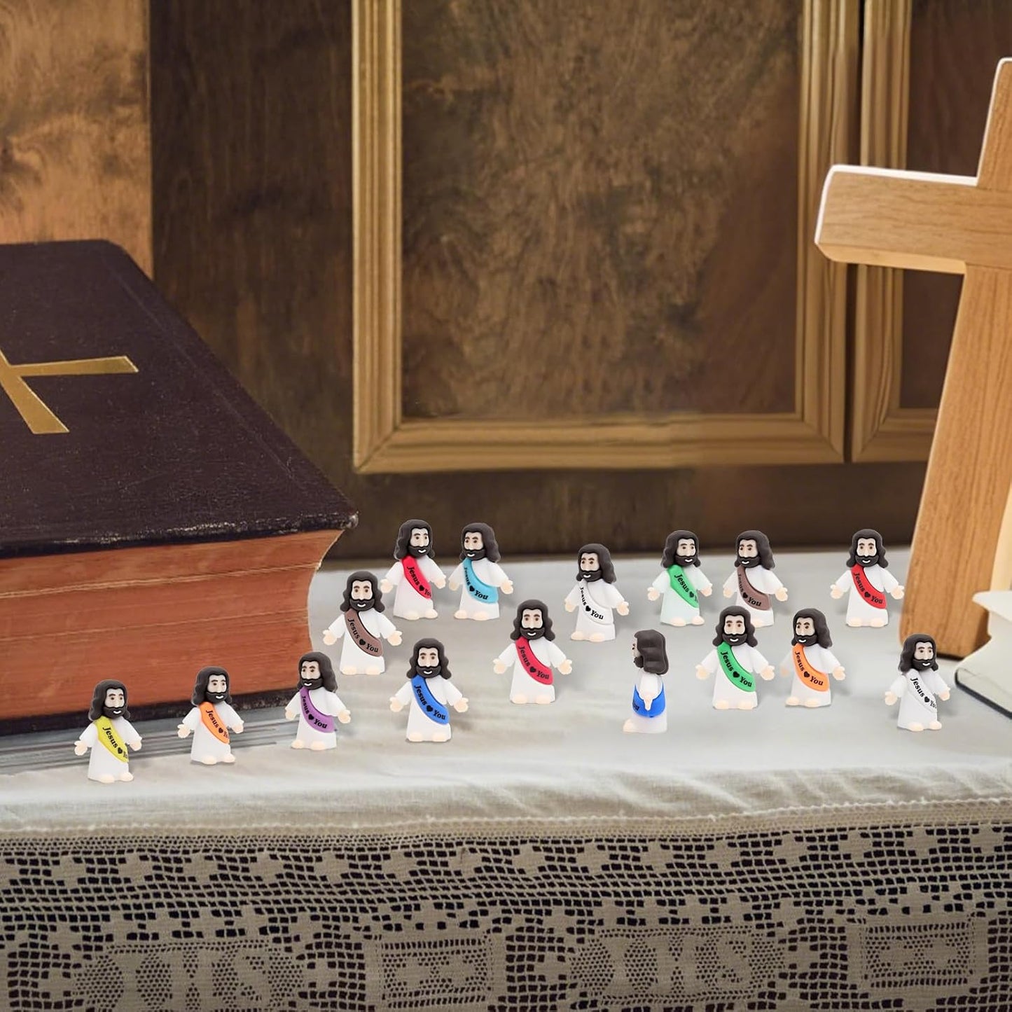 Owurha Mini Jesus Figurines - 300 Pcs Tiny Religious Figures for Sunday School & Baptism Gifts