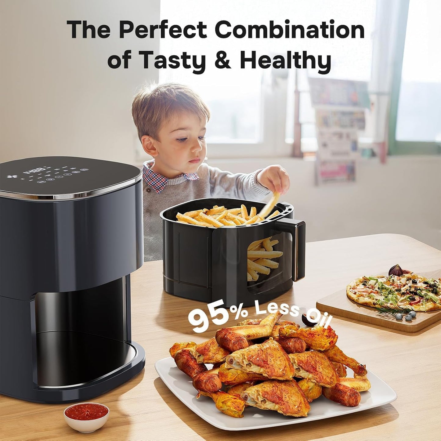 Simple Deluxe 12-in-1 Air Fryer - 6.34 Qt Digital Preset with Visible Window & Nonstick Basket | 1700W