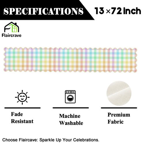 Easter Buffalo Plaid Table Runner Farmhouse Gingham Kitchen Dining Table Centerpiece Pastel Spring Summer Checkered Decor Happy Easter Decorations for Home Party-72 Inches Long