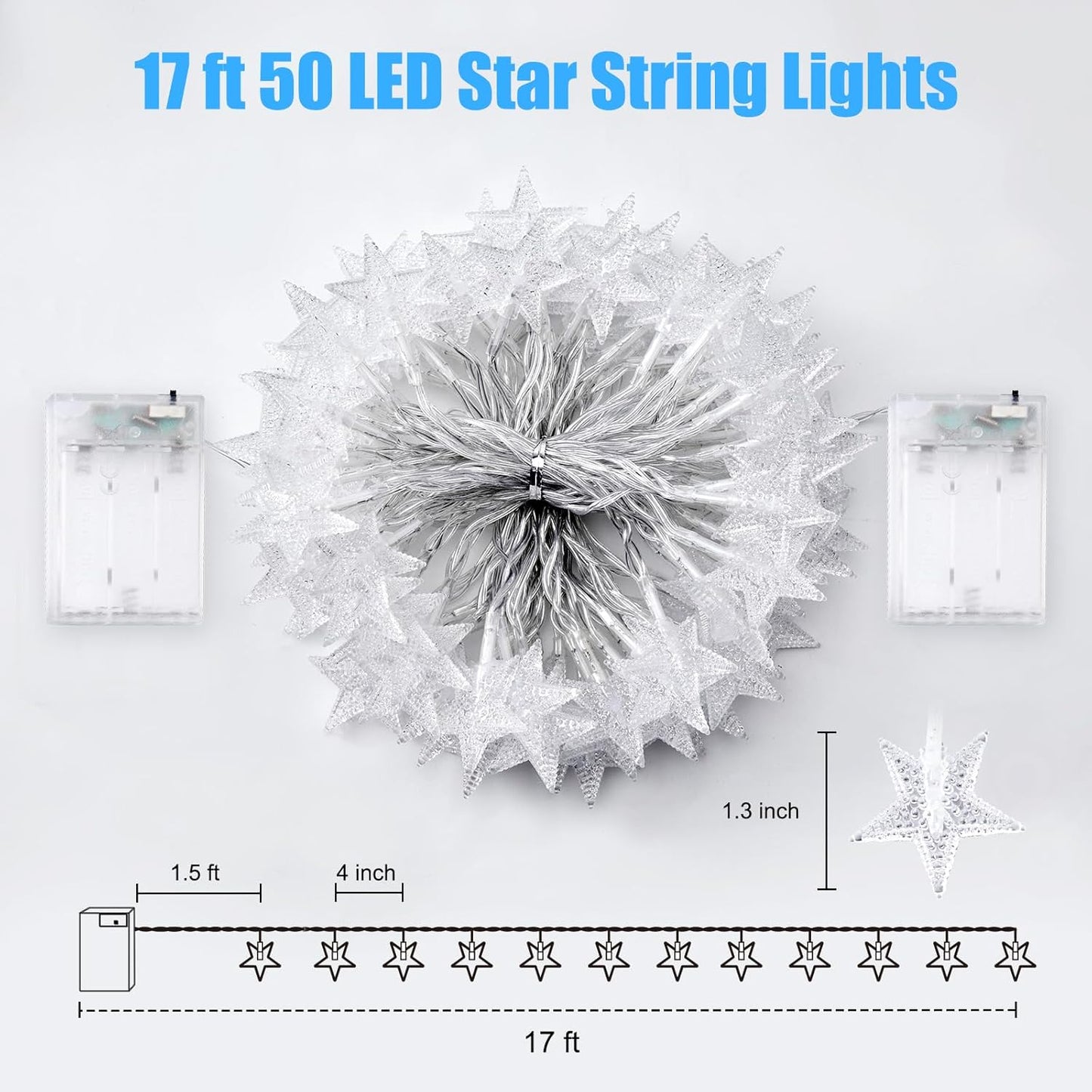 200 LED Fairy Lights with Remote & Timer - 16.4Ft Silver Wire Twinkle Lights for Indoor Christmas, Wedding & Party Decor