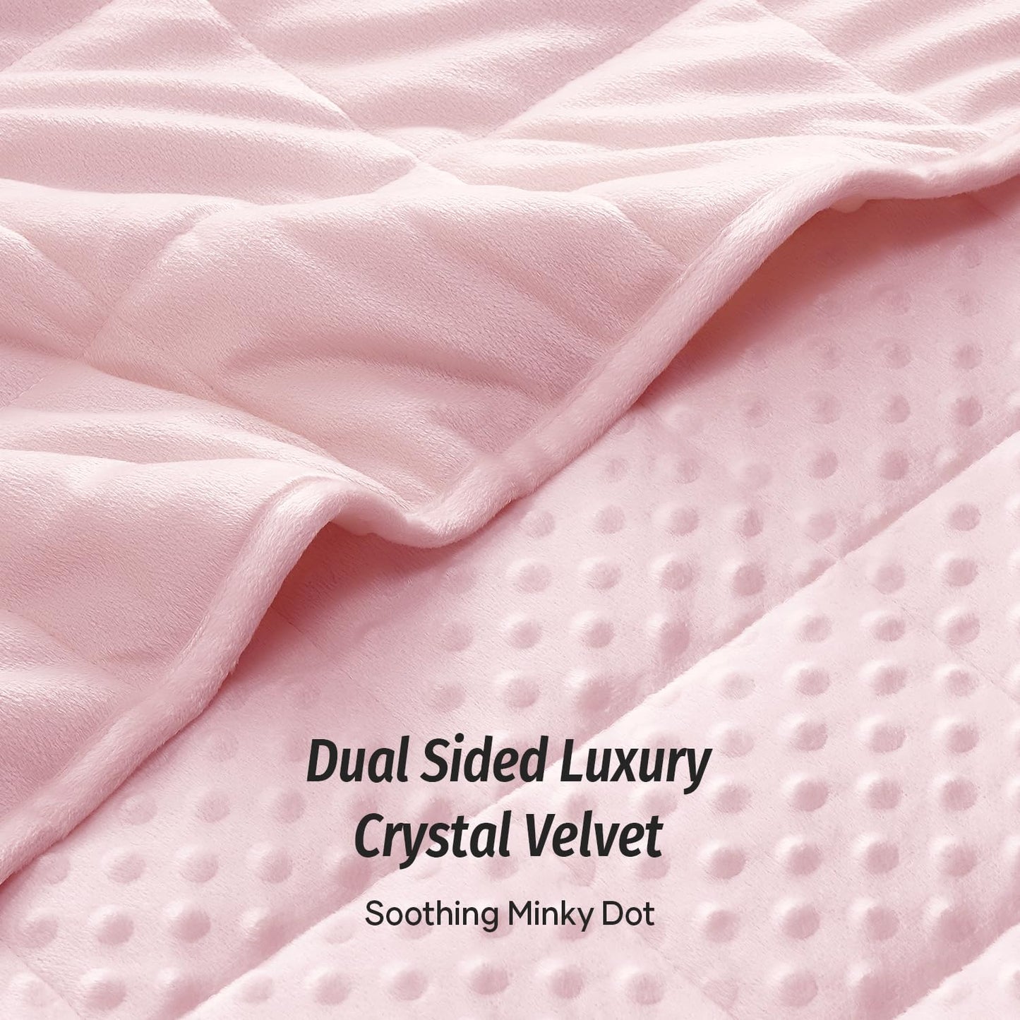 Wemore Minky Dot Weighted Blanket for Adults Twin Size 15 lbs, Soft Cozy Heavy Blanket for Stress Relief and Sleep Promotion, Breathable Blanket for All-Season with Glass Beads, Pink 48 x 72 inches