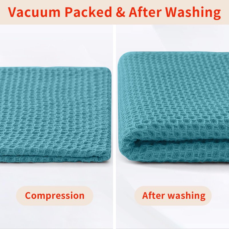 Homaxy 100% Cotton Waffle Weave Kitchen Dish Cloths, Ultra Soft Absorbent Quick Drying Dish Towels, 12 x 12 Inches, 12-Pack, Lake Blue