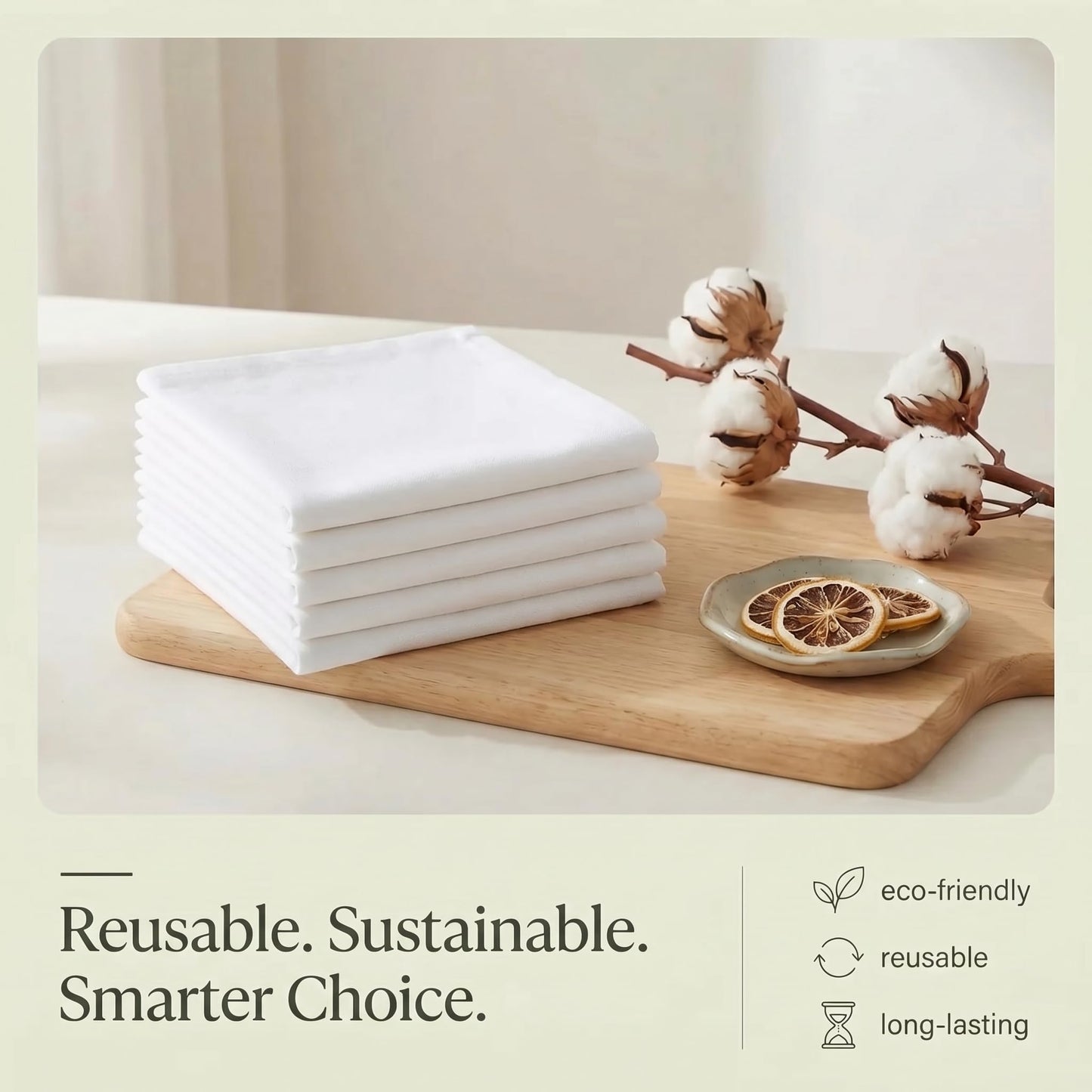 Urban Villa Kitchen Towels 100% Cotton Dish Towels for Kitchen(Set of 6) 20”x30” Dish Cloths Highly Absorbent Kitchen Linen Set with Hanging Loop Perfect for Drying Dishes Cleaning Hand Towels – White