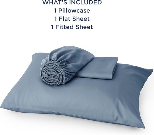 Bedsure Cooling Sheets - Twin XL Bamboo Rayon | Breathable & Soft Deep Pocket Bedding in Dusty Blue