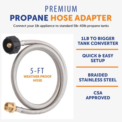 Flame King Gas Hauler Pro Kit - Insulated Carry Case with 10LB Propane Tank & 5-FT Adapter Hose for Camping