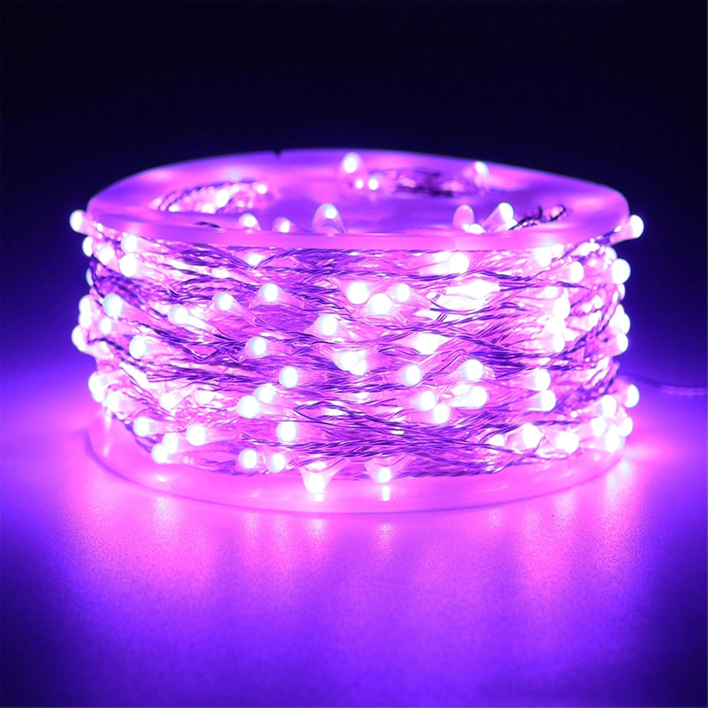 300 LED Dimmable Purple Fairy Lights - 99 Ft Waterproof Silver Wire String Lights with Remote for Christmas, Halloween, Party & Garden