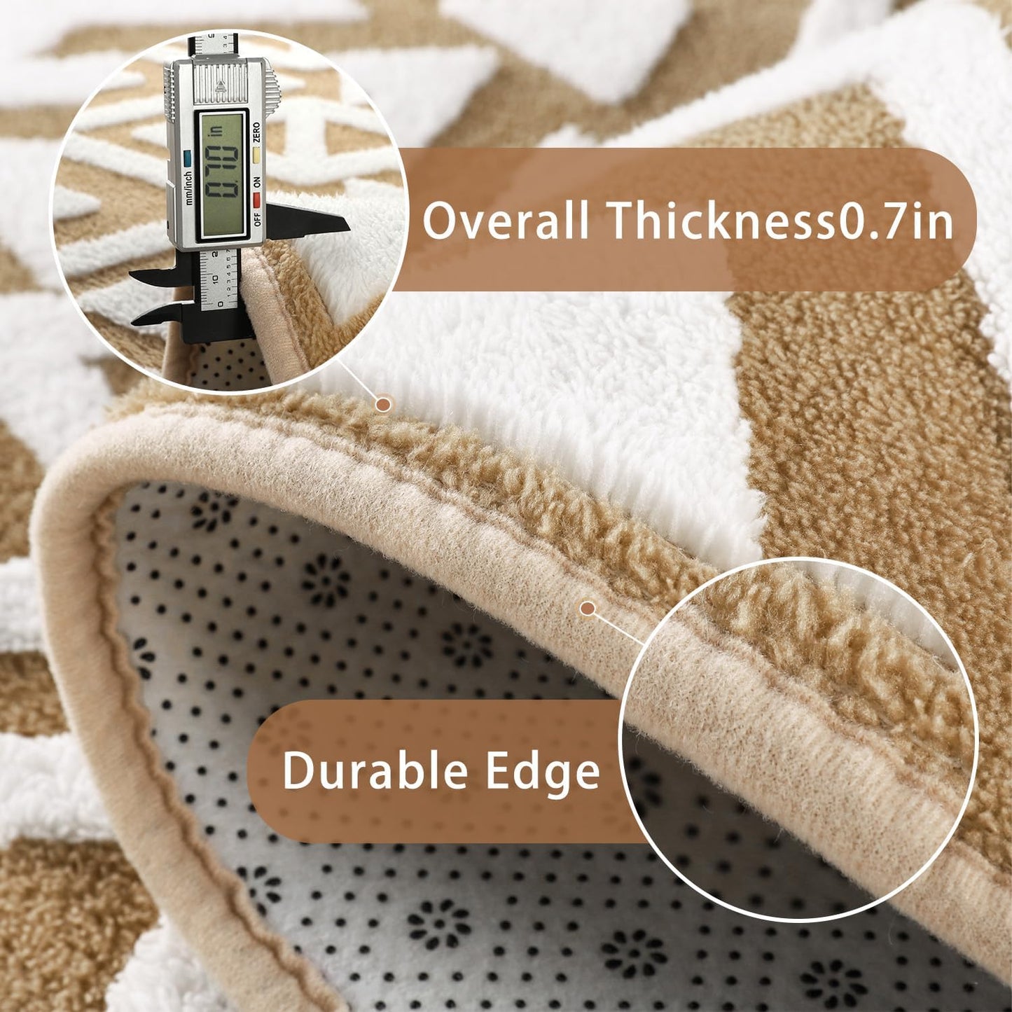 Shaggy Area Rugs Cozy Soft Memory Foam Carpets, 5x8 FT Fluffy Rug for Living Room Bedroom Kids Room Nursery Home Decor, Washable Rugs, Non-Slip Backing Beige White Boys Girls Kids Rug