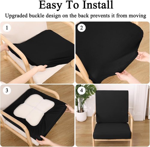 HEBE Patio Cushion Covers Set - 12 Waterproof & Washable Slipcovers for Outdoor Furniture