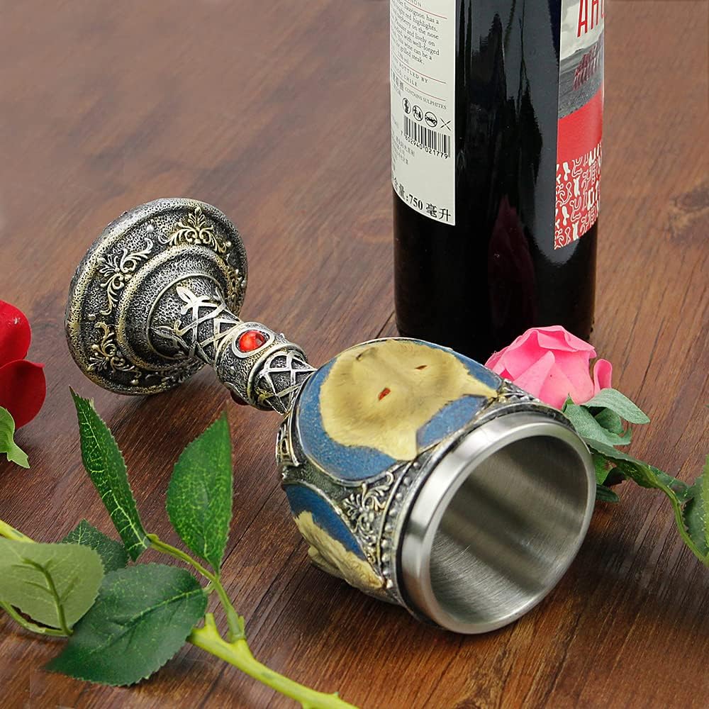 Stainless Steel Wolf Goblet - 3D Resin Wine Chalice Cup for Unique Occasions