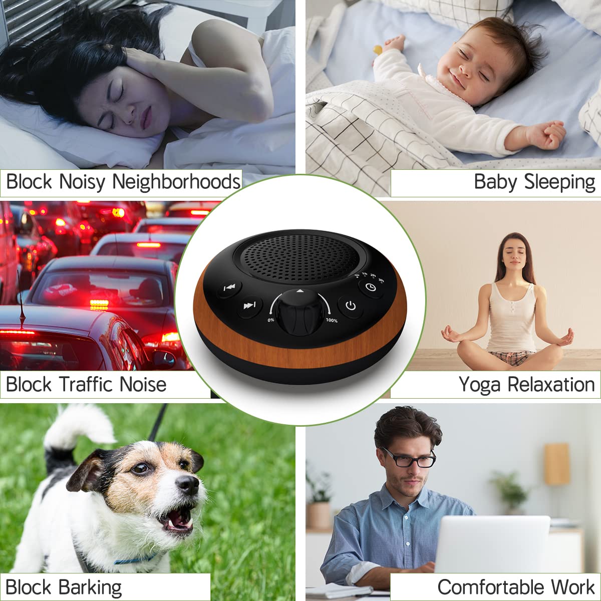 iDealSleep Sound Brown Noise Machine White Noise Machine Nonstop 30 Soothing Sounds Sound Therapy for Baby Kids Adults Sleep Machine 36-Level Vol Auto-Off Timer Memory Function for Home Travel Office