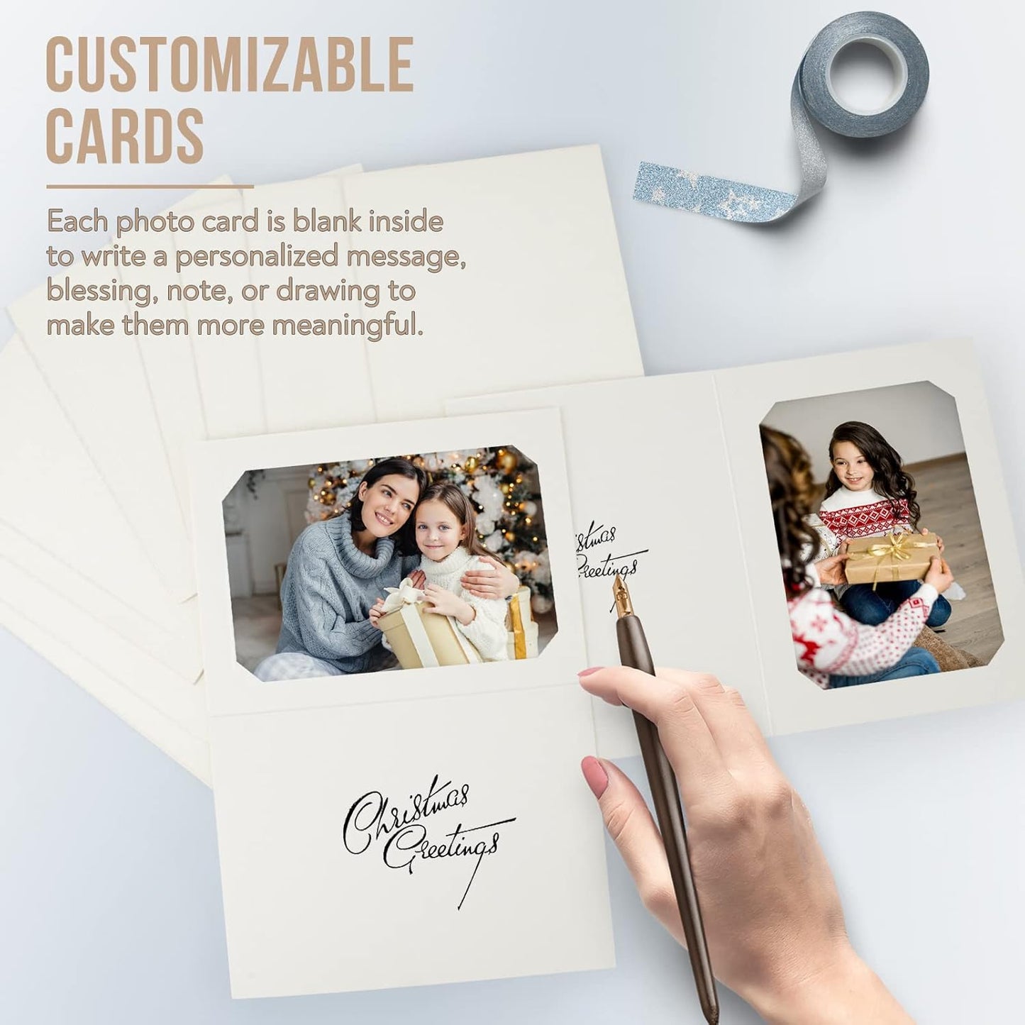 Pack of 25 Ivory Photo Folders - 6x8 & 8x10 Cardboard Frames for Graduation, Weddings & Events