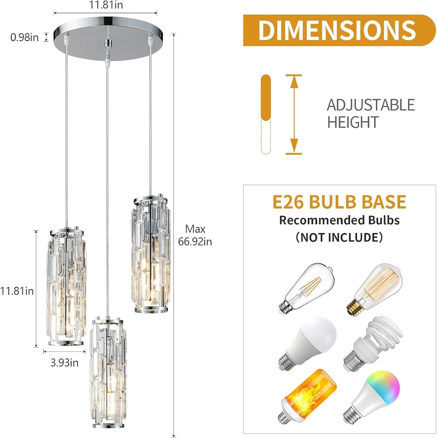 Pendant Lights Modern Pendant Lights Kitchen Island Gold Pendant Light Fixture Mini Crystal Chandelier Lighting for Kitchen Island Dinning Room Bedroom Sink (Gold 3-Light)