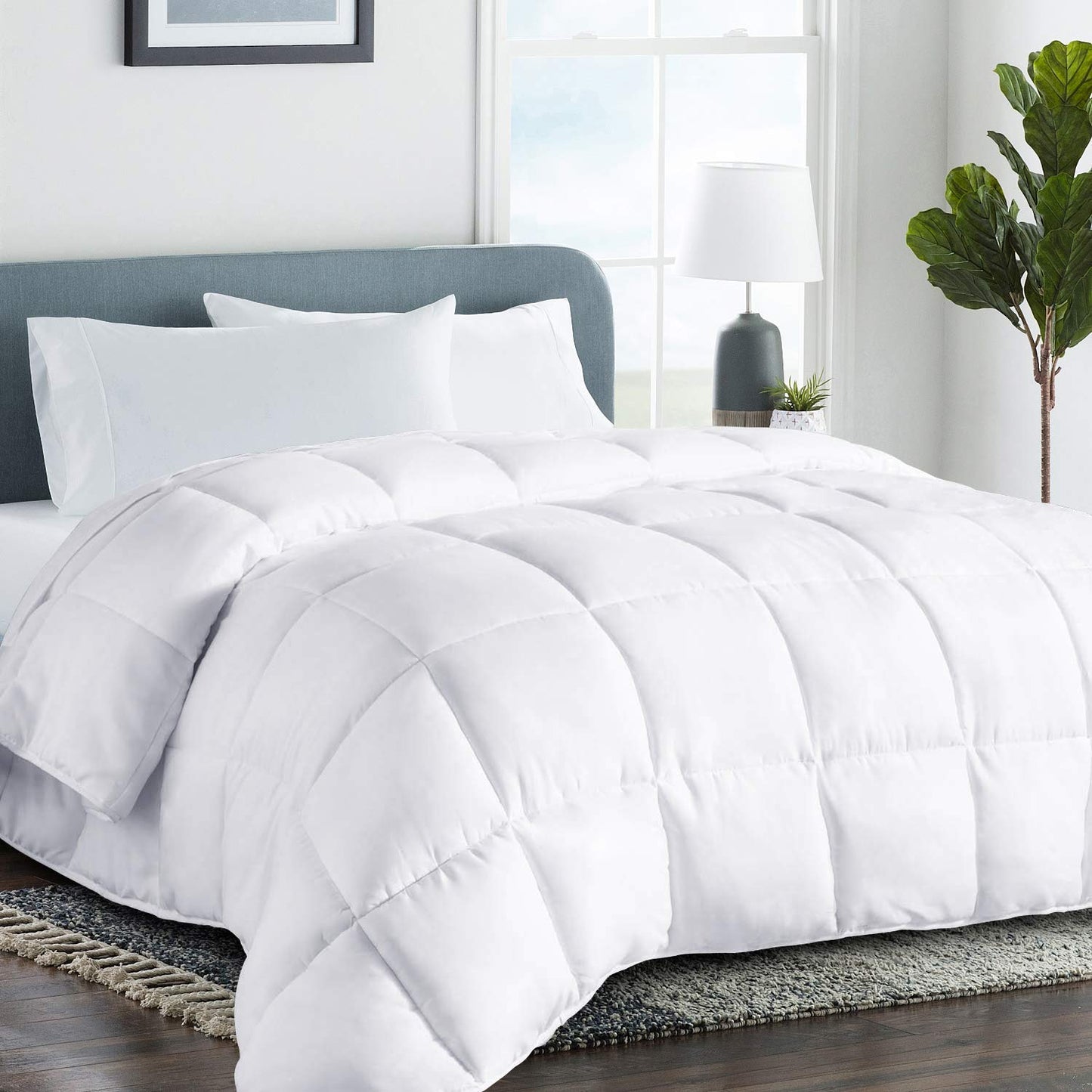 COHOME All Season Queen Cooling Comforter - Premium 2100 Series Down Alternative Comforter - Quilted Duvet Insert with Corner Tabs - Luxury Soft Hotel Comforter - Winter Warm - Reversible - White