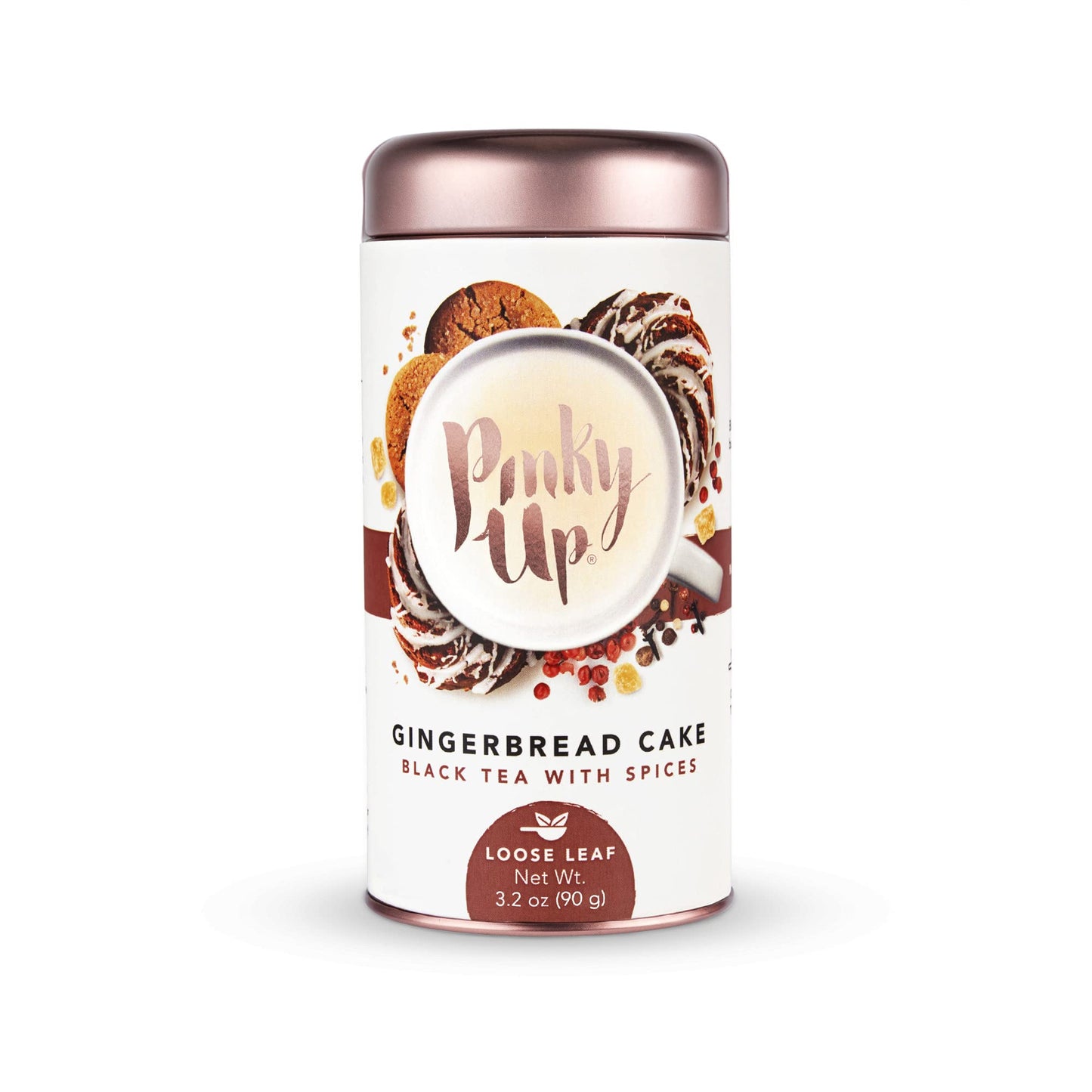 Pinky Up Gingerbread Tea - Loose Leaf Fall Flavored Black Tea, 40-60mg Caffeine Per Serving, Naturally Low Calorie & Gluten Free in 2.5Oz Tin, 25 Servings
