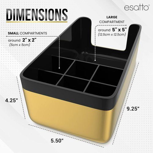 Esatto Professional Bar Products Premium Bar Caddy (Gold), Used to Easily Organize Bar Items and Workspace, With Additional 12 Pourers For Precision Pouring and 12 Pourer Covers