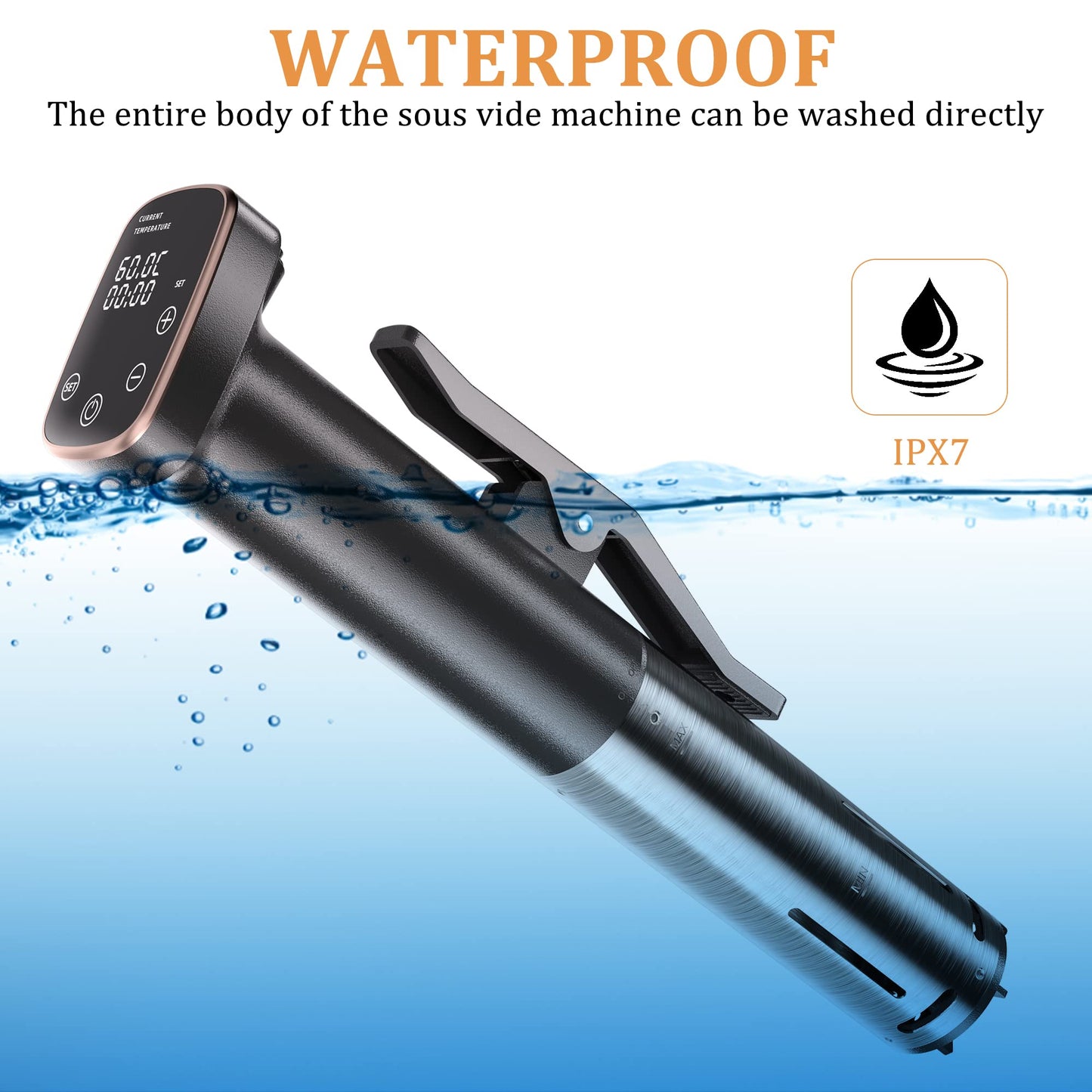 Sous Vide Machine, WiFi APP Recipes Included, Sous Vide Cooker 1100W, Immersion Circulator Precisional Cooker with Accurate Temperature, Ultra Quiet, IPX7 Waterproof, Fast Heating and Time Control