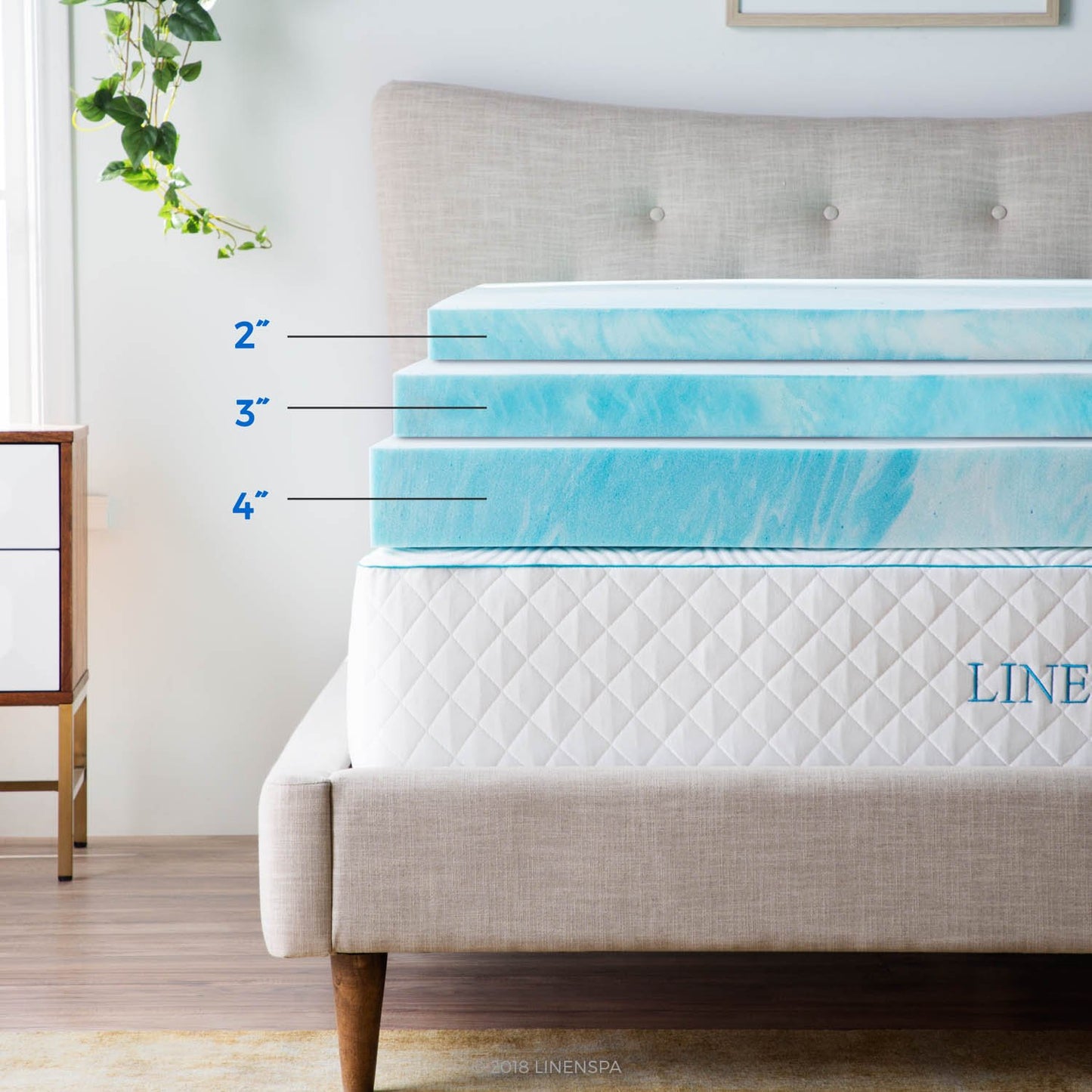 LINENSPA 2 Inch Gel Swirl Memory Foam Mattress Topper – Cooling Gel Infused – Pressure Relieving – CertiPUR Certified - Twin