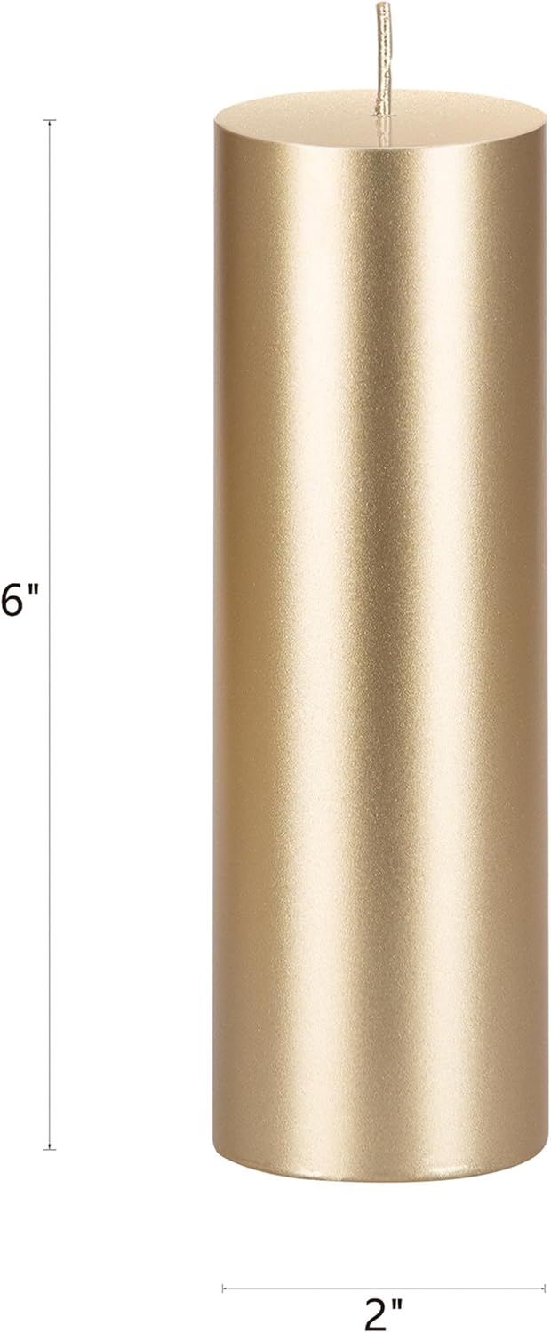 Unscented Black Pillar Candle - 2x6 Inch Hand Poured Premium Wax for Home Décor & Events