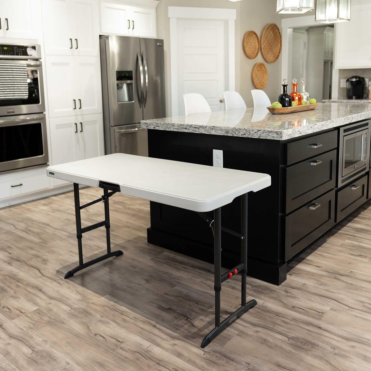 LIFETIME 80387 Adjustable Folding Table - 4-Foot Commercial Design in Almond Color