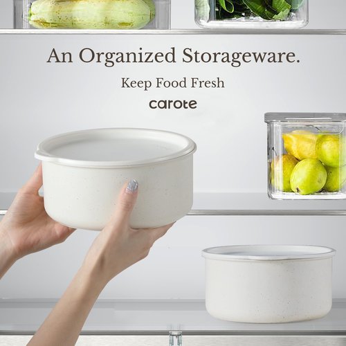 CAROTE 11pcs Pots and Pans Set, Nonstick Cookware Detachable/Removable Handle, Induction RV Kitchen Set, Oven Safe, Cream White