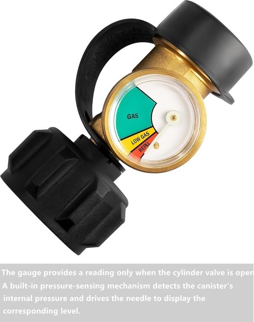DOZYANT Propane Tank Gauge - Leak Detector & Gas Pressure Meter for RVs, BBQ Grills & Heaters | Type 1 Connection