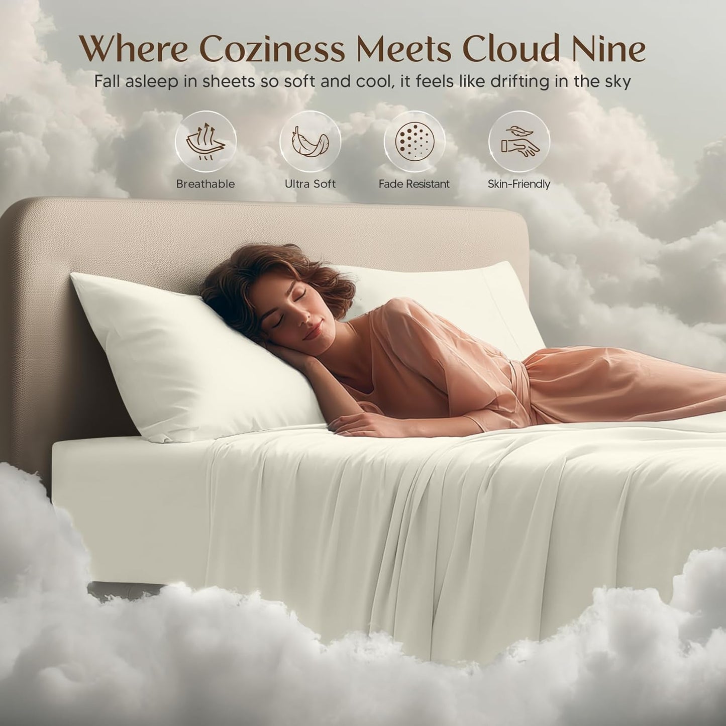 Utopia Bedding King Size Sheet Set - Soft, Breathable Microfiber, 4-Piece Bed Sheets - Oeko Tex Ivory