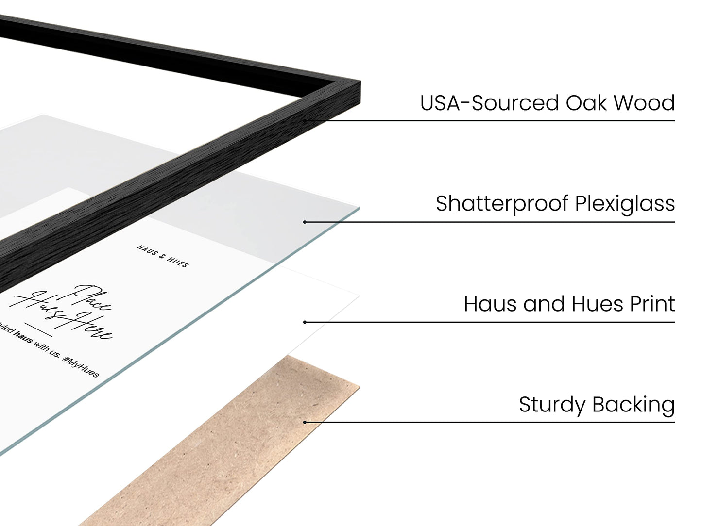 HAUS AND HUES 12"x16" Black Oak Wood Frames - Basic Black Poster Frame, 12 x 16 Poster Frame, Black Poster Frame, Frame for Poster, Frame for Wall Art, 12x16 Poster Frame, 12x16 Black Frame